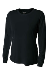 A4 Women’s Cooling Performance Long Sleeve Tee - Black - XS